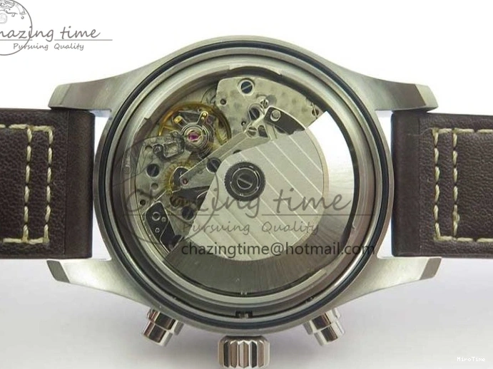 MIROTIME 0514 Pilot Chrono Spitfire IW387903 SS ZF 1:1 Best Edition Black Dial on Brown Leather Strap A OdorResistant 7127